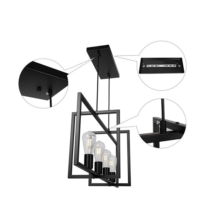 17 Stories 35" Light Kitchen Island Square / Rectangle Chandelier for